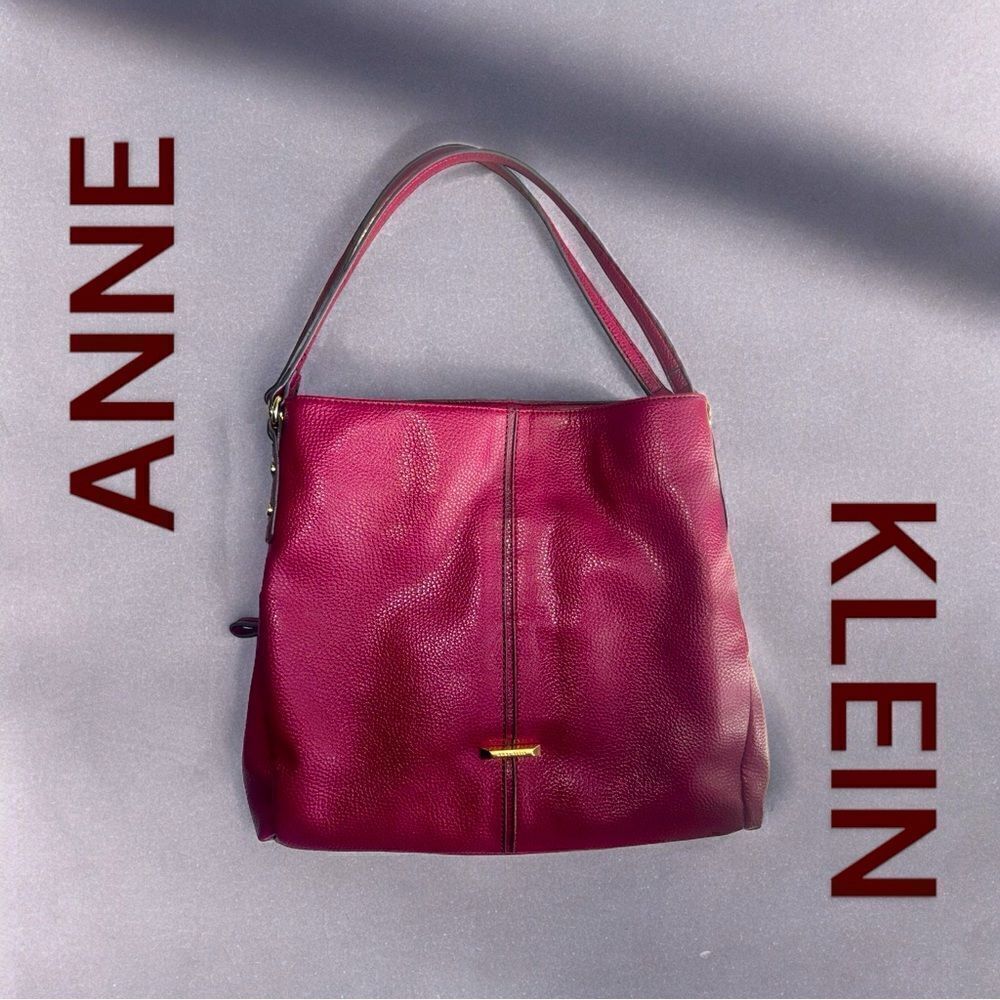 Anne Klein Bags l Double-Handled Wine Leather Purse, Bag, Satchel l Roomy EUC